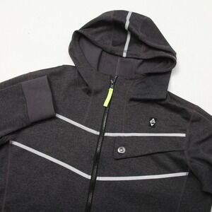 Panache Cyclewear Jacket Mens Large Gray Hooded Full Zip Reflective Cycling